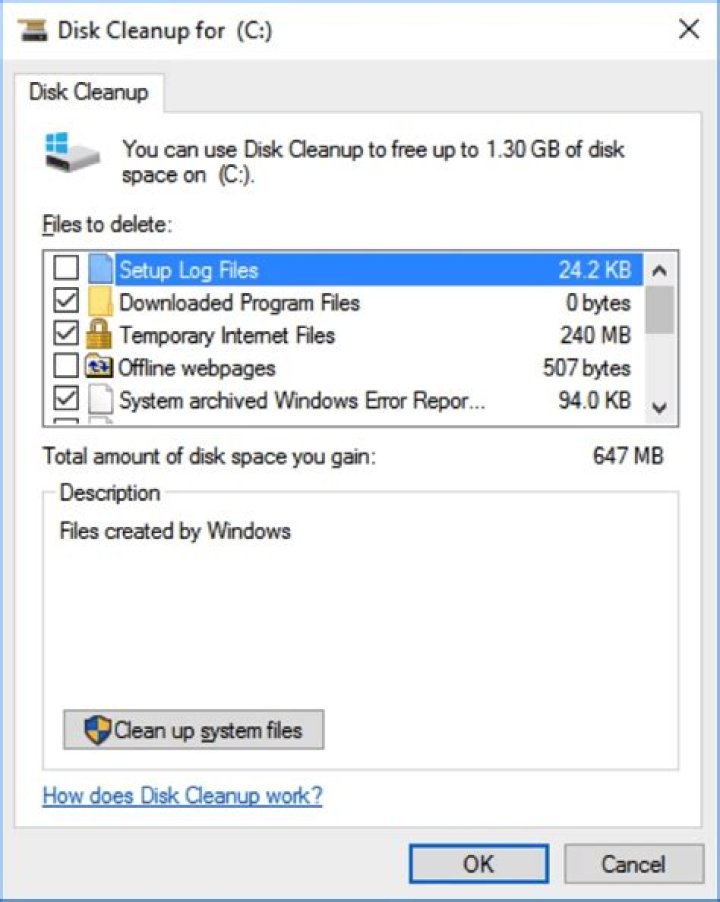 Where is the " Clean up System Files" in "Disk Cleanup Wizard"?