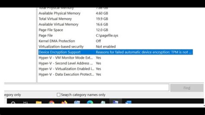 Why is "Reasons for failed automatic device encryption: Hardware Security Test Interface failed" being shown in msinfo32.exe?