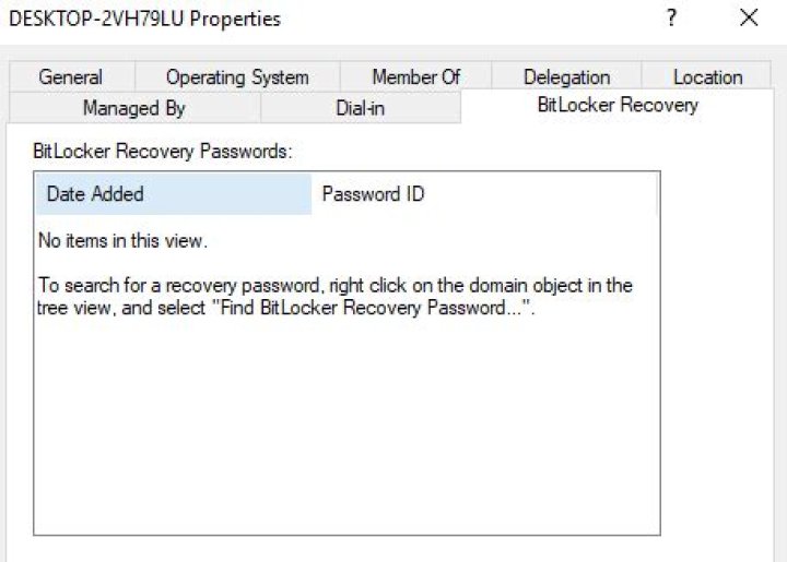 Why isn't Bitlocker Recovery Password appearing in Active Directory?