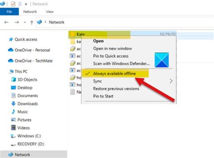 Windows 10 does not show "Always available offline" for my SMB network drive