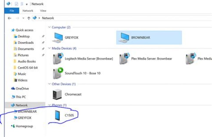 Windows 10: Phones appearing in Network