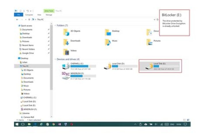 Windows 10 reports "The drive protected by Bitlocker is already unlocked" but does not allow access to that drive through File Explorer