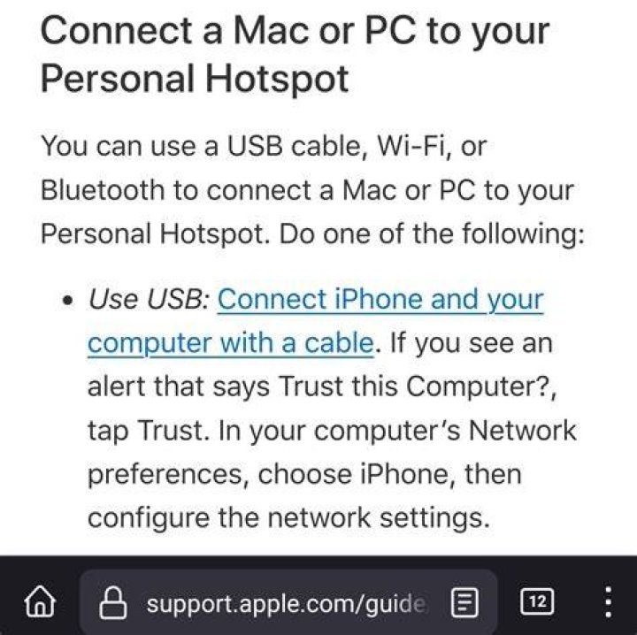 Windows 10 USB tethering to Wifi via iPhone?