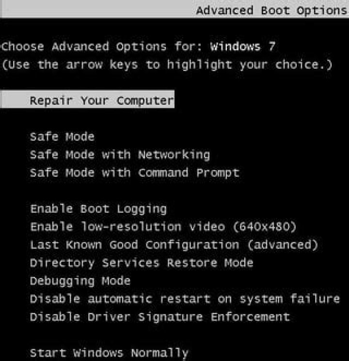 Windows 7 black screen after boot up