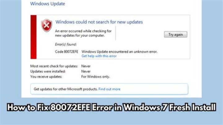 Windows 7 Windows update error 80072EFE