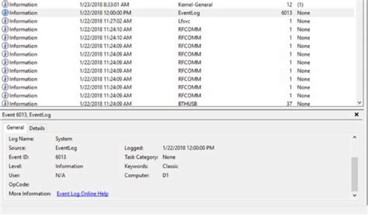 windows based PC freeze up after showing event ID 6013