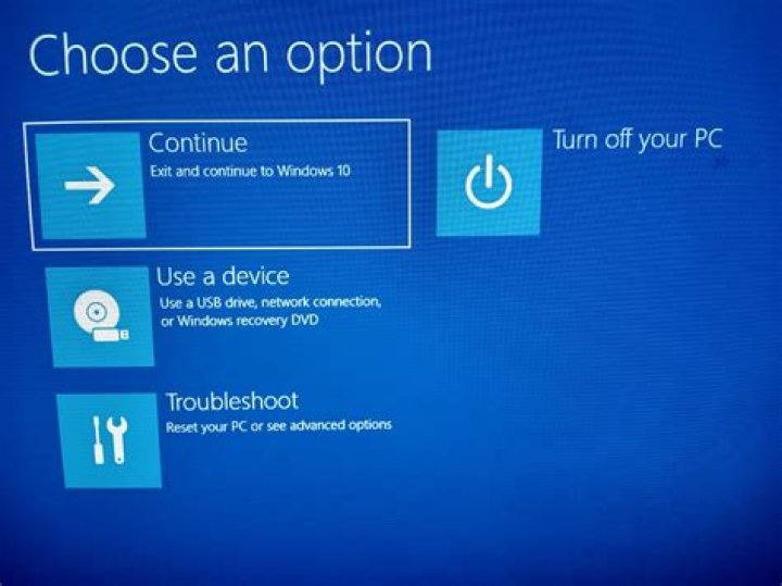 Windows PC starting up and opens "Choose an Option" screen