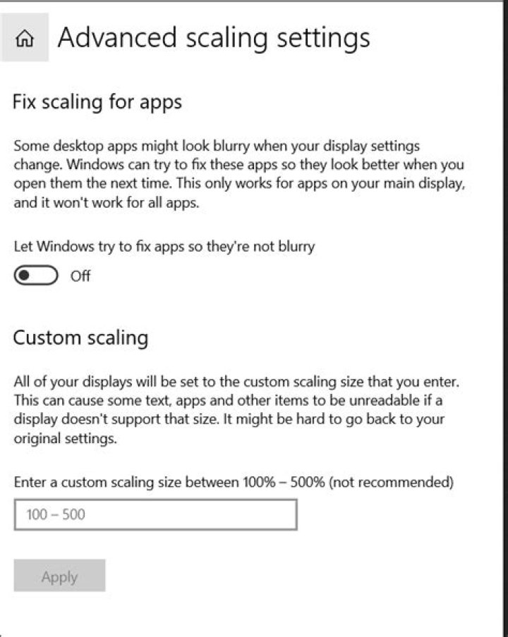 Windows setting "Fix scaling for apps" - what does it do?
