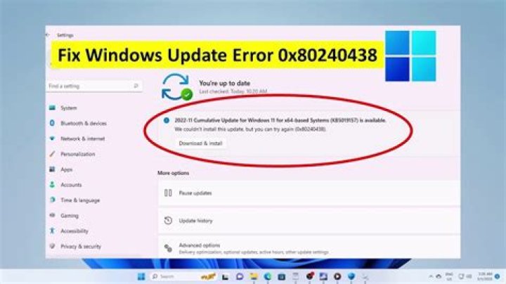 Windows update error 0x80240438 for optional features